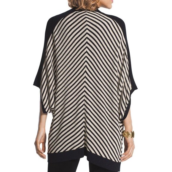 Chico's Travelers Collection Striped Cardigan Sweater Dolman Kimono Open Front L - Picture 2 of 16